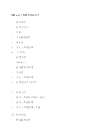 人力资源-HR从业人员常用网站汇总