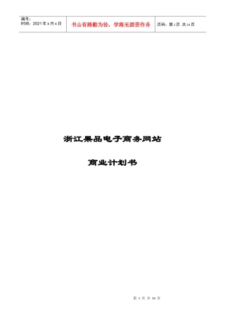 某电子商务网站商业计划书