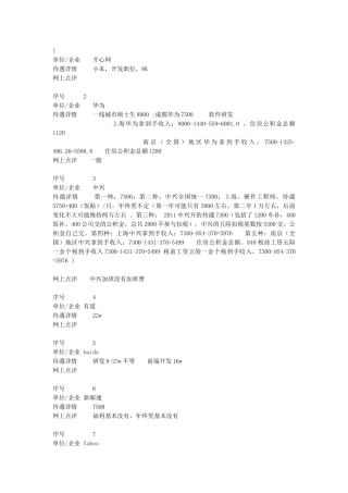 人力资源-XXXX年各公司待遇比较