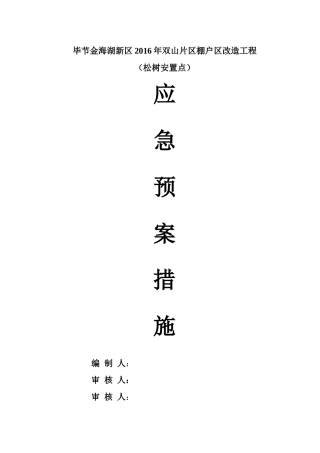 某片区松树安置点应急预案措施