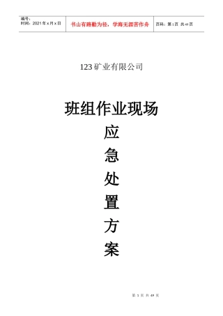 某矿业有限公司班组作业现场应急处置方案