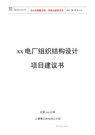 某电厂组织结构设计项目建议书