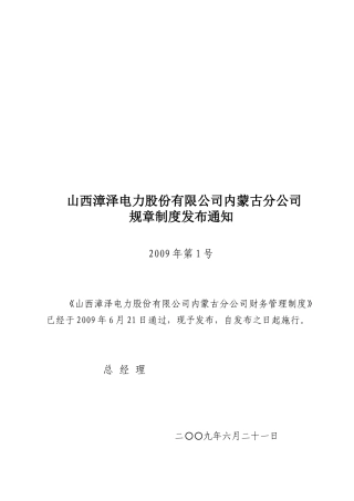 某电力公司内蒙古分公司财务管理制度