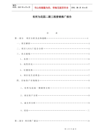 某花园二期工程项目宣传推广报告