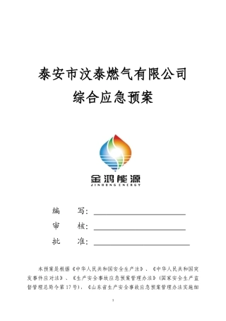 某燃气有限公司综合应急预案