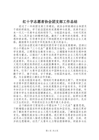 红十字志愿者协会团支部工作总结