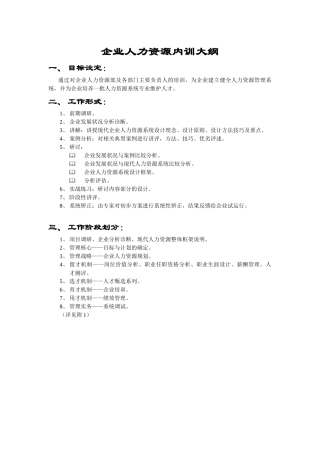 企业人力资源内训大纲