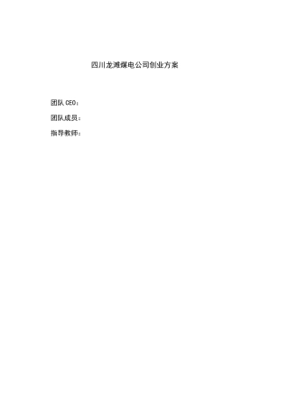 四川龙滩煤电公司创业方案