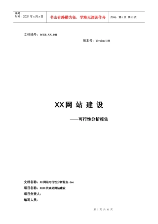 某网站建设可行性分析报告