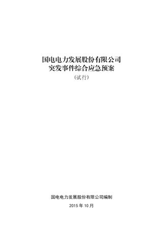 某电力发展股份有限公司突发事件综合应急预案