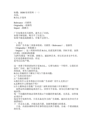 人力资源-DDB相关培训资料