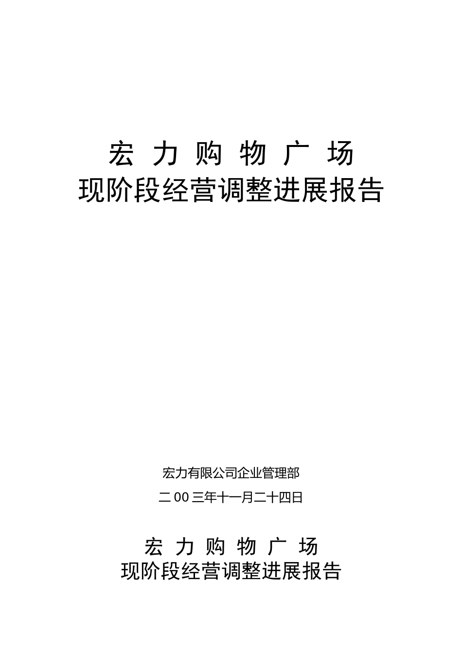 某购物广场经营调整进展报告_第1页