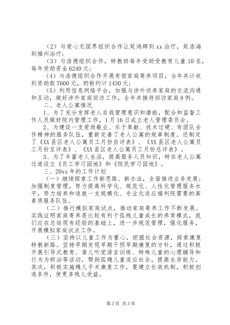 福利院工作总结_第3页