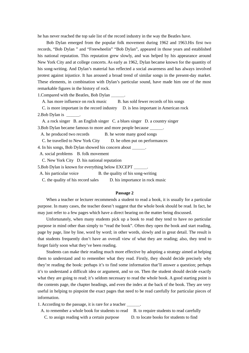 专升本中期选拔英语试题训练(一)_第3页