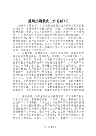 赴川抗震救灾工作总结(1)