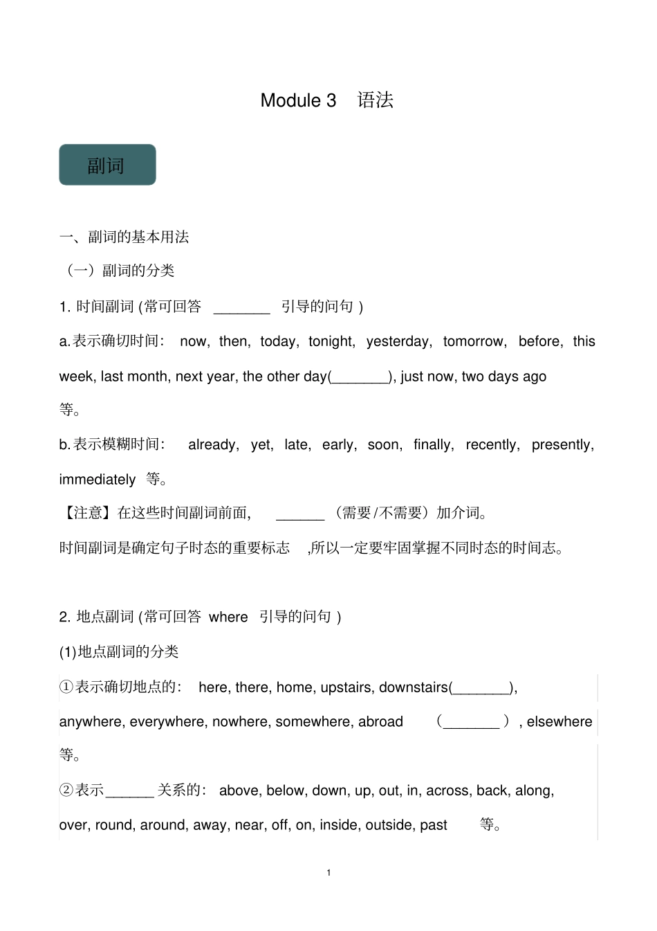 外研版九年级专题Module3语法——副词_第1页