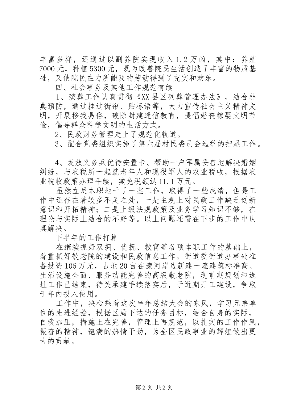 街道民政办半年工作总结_第2页