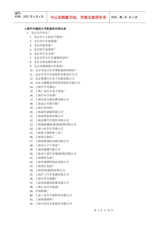 某汽车集团配套供应商名录