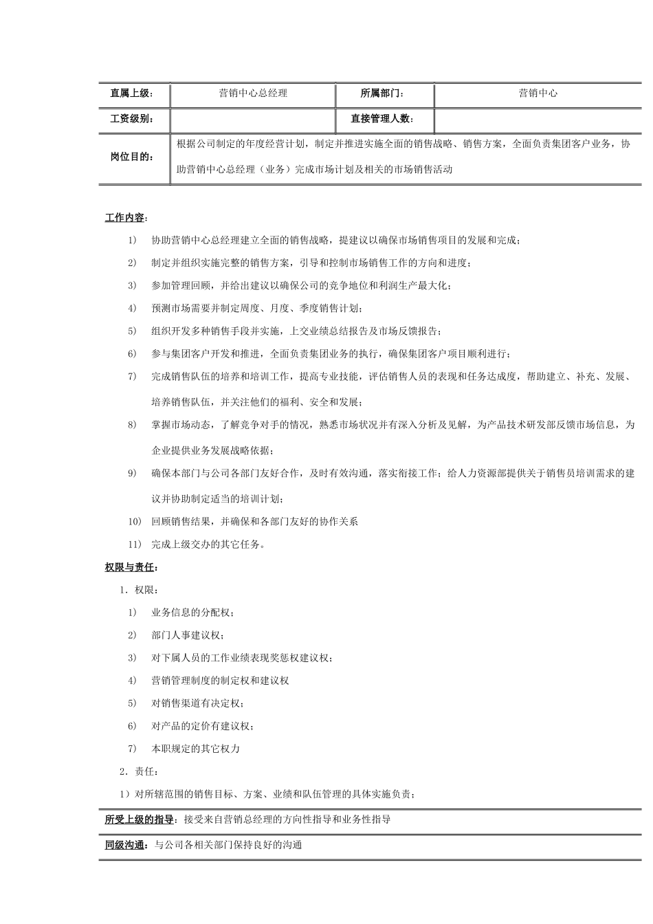 市场营俏岗位职责说明书_第3页