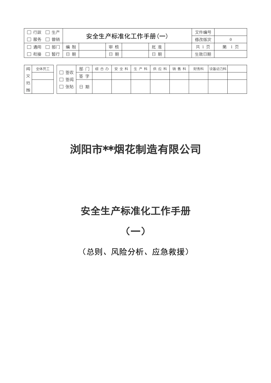 某烟花制造有限公司安全生产标准化工作手册_第1页