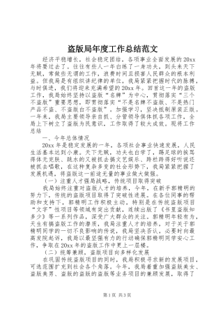 盗版局年度工作总结范文
