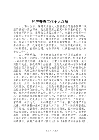 经济普查工作个人总结