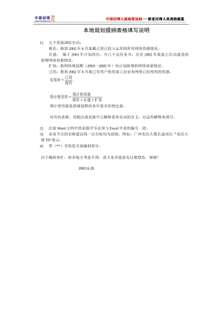 某省电信公司本地网滚动计划提纲