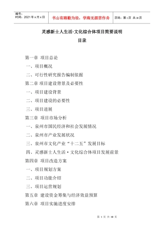 某生活文化综合体项目简要说明