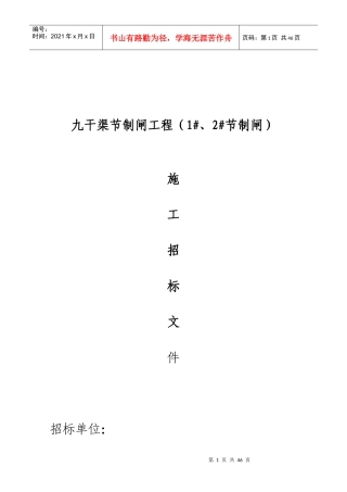 某节制闸工程施工招标书