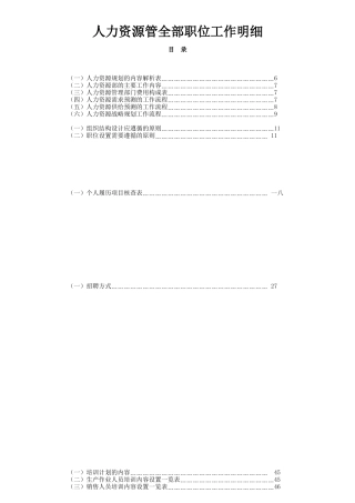 人力资源管全部职位工作明细