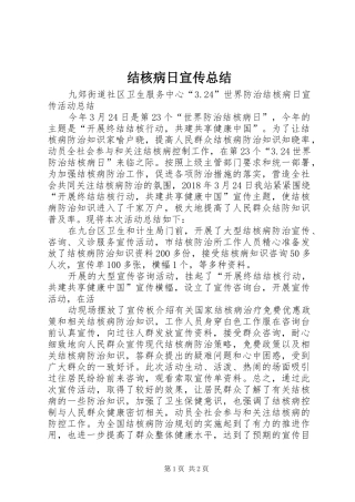 结核病日宣传总结