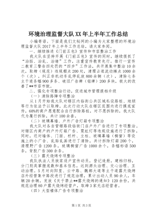环境治理监督大队XX年上半年工作总结