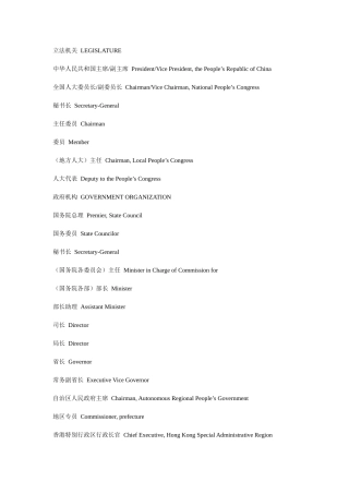 中国职位英语翻译