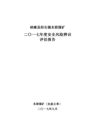某煤矿年度安全风险评估报告