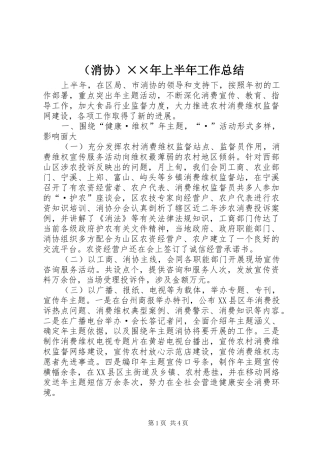 （消协）××年上半年工作总结
