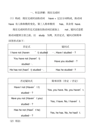 (完整版)八年级英语语法现在完成时练习题及答案