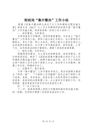 财政局“集中整治”工作小结
