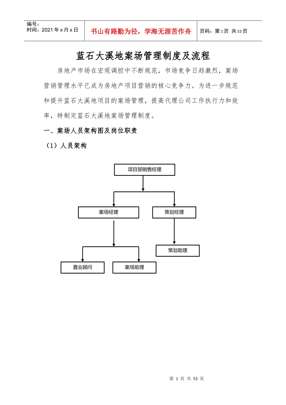 某置业有限公司案场管理制度及流程培训教材_第1页