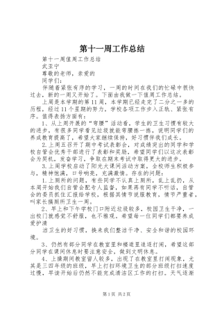 第十一周工作总结