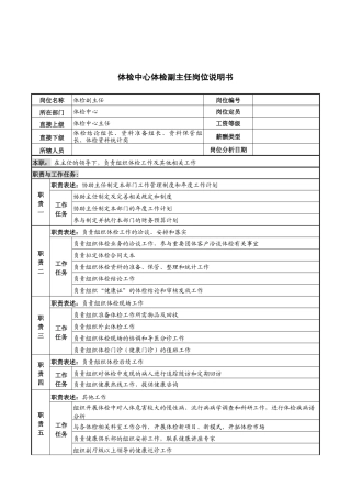 体检中心体检副主任岗位说明书