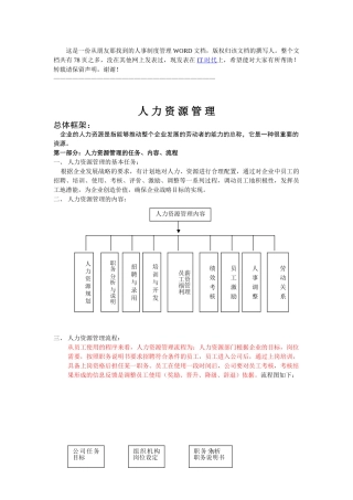 人力资源管理总体框架