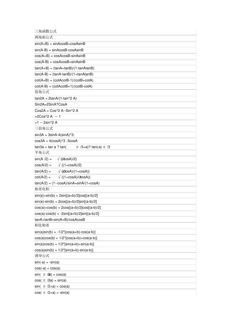 三角函数知识点公式定理记忆口诀_第3页