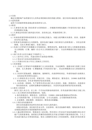 人力资源-004人力资源与培训控制程序