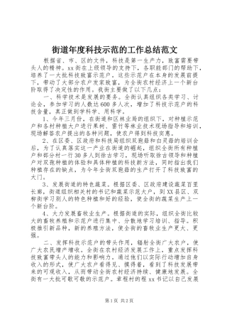 街道年度科技示范的工作总结范文