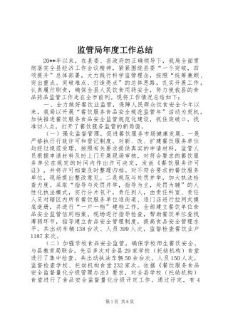 监管局年度工作总结