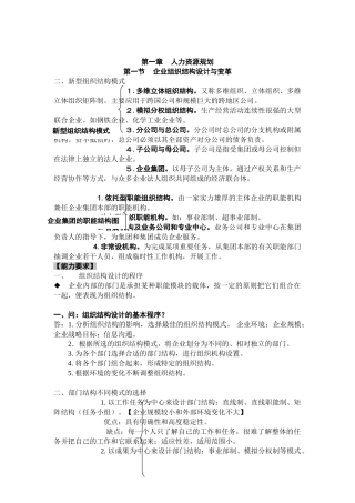 企业人力资源规划与组织结构设计