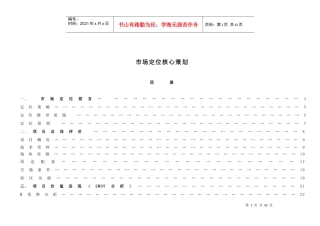 某项目市场定位核心策划方案