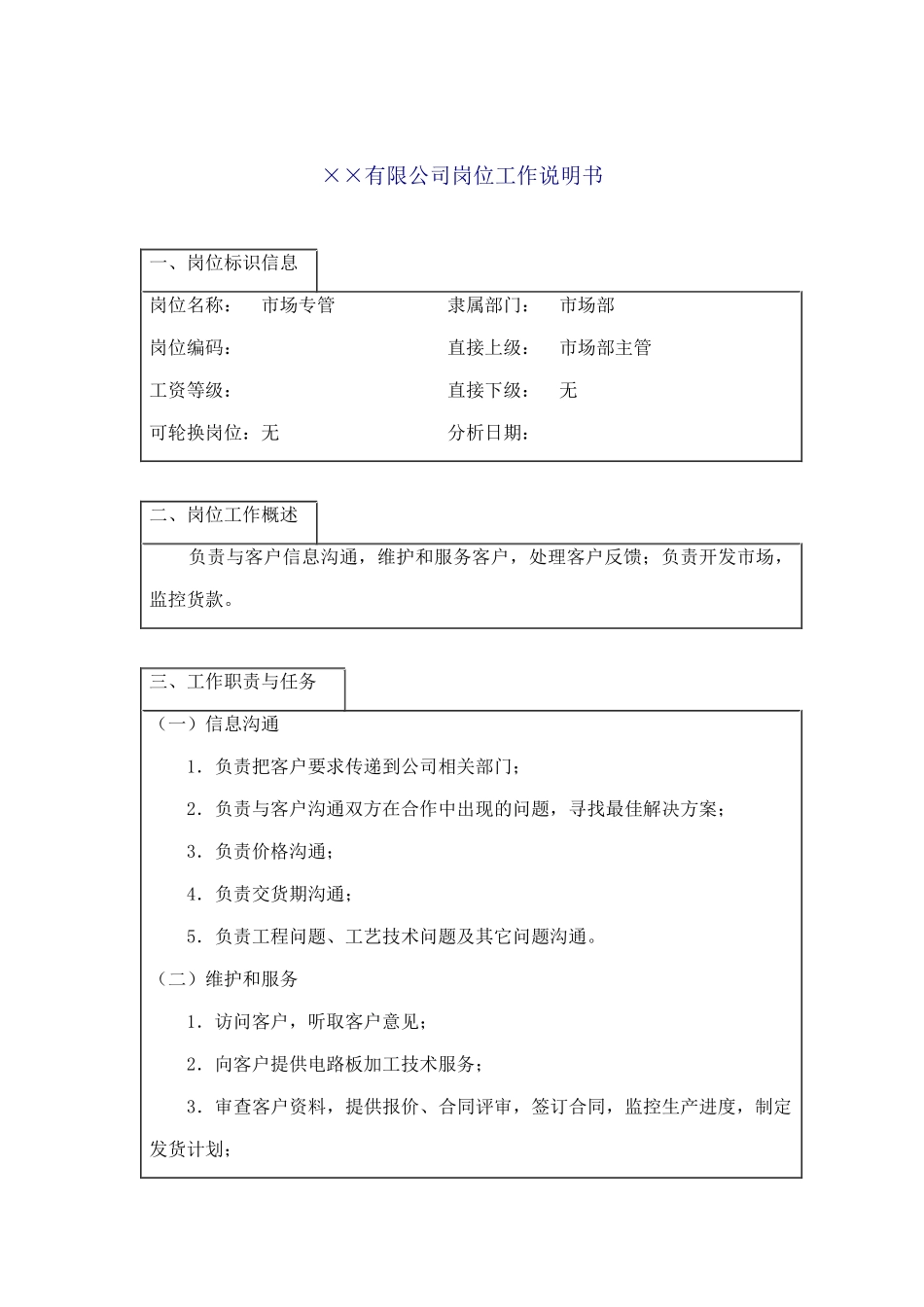 市场专管员岗位职责说明_第1页