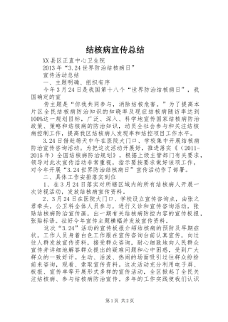 结核病宣传总结