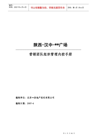 某项目营销团队组织管理内控手册